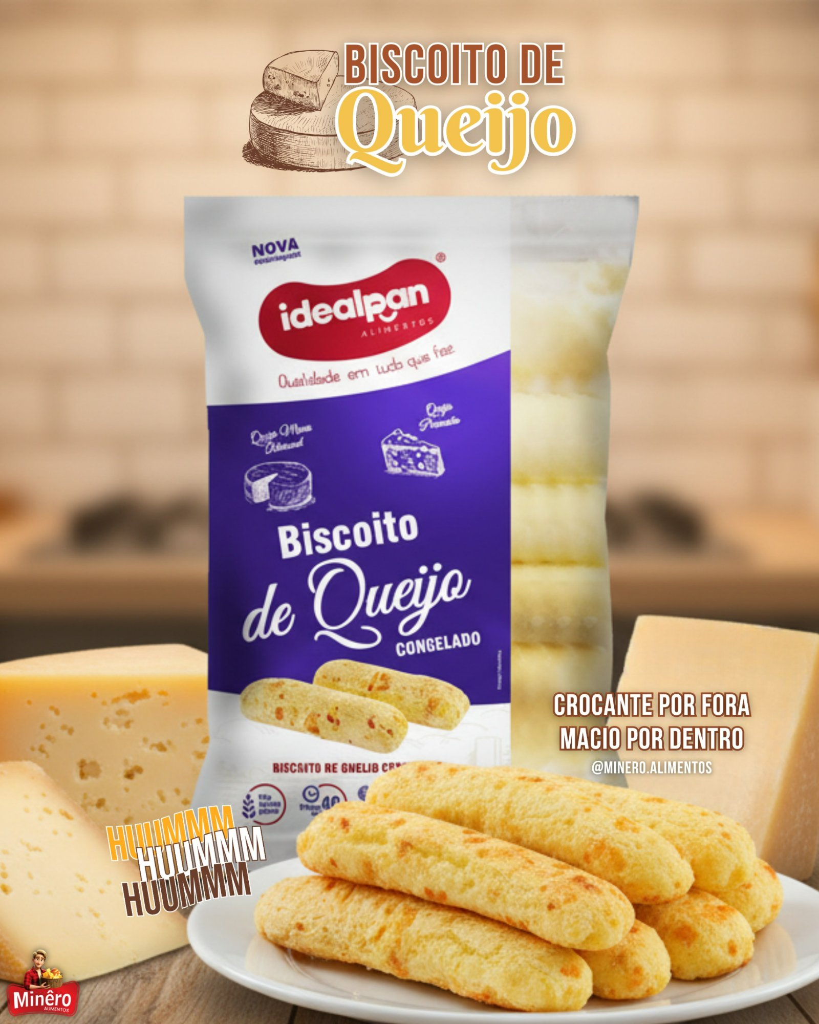 Biscoito de Queijo Idealpan crocante RJ