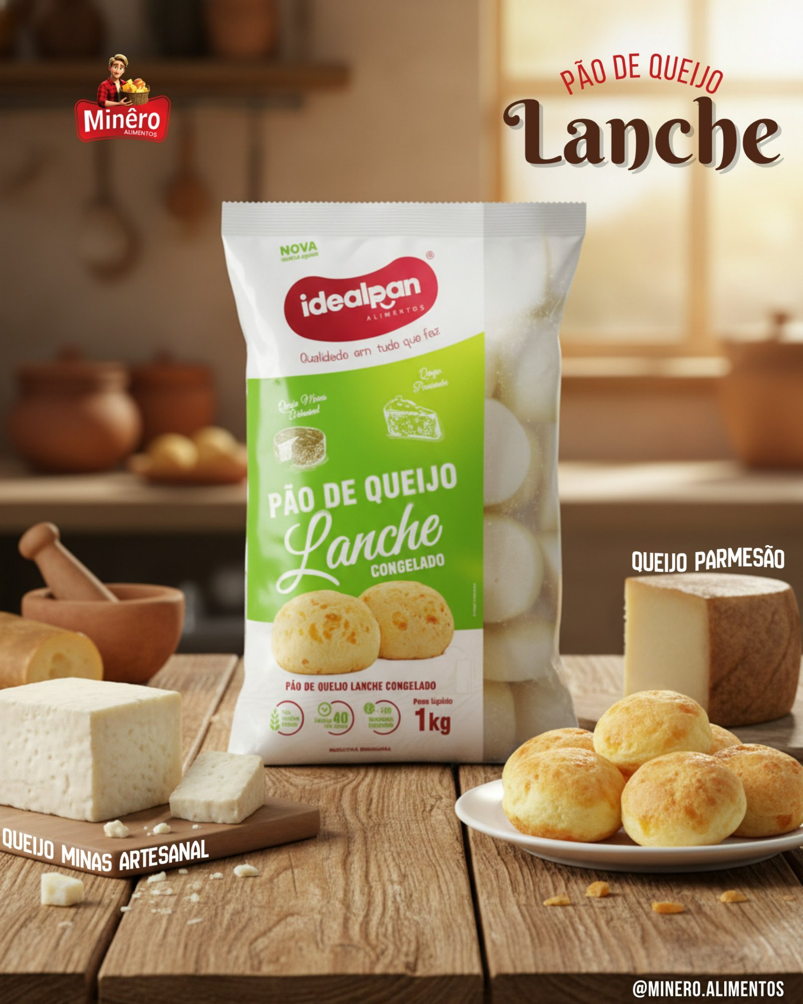 Pão de Queijo Lanche Idealpan 90g padaria RJ