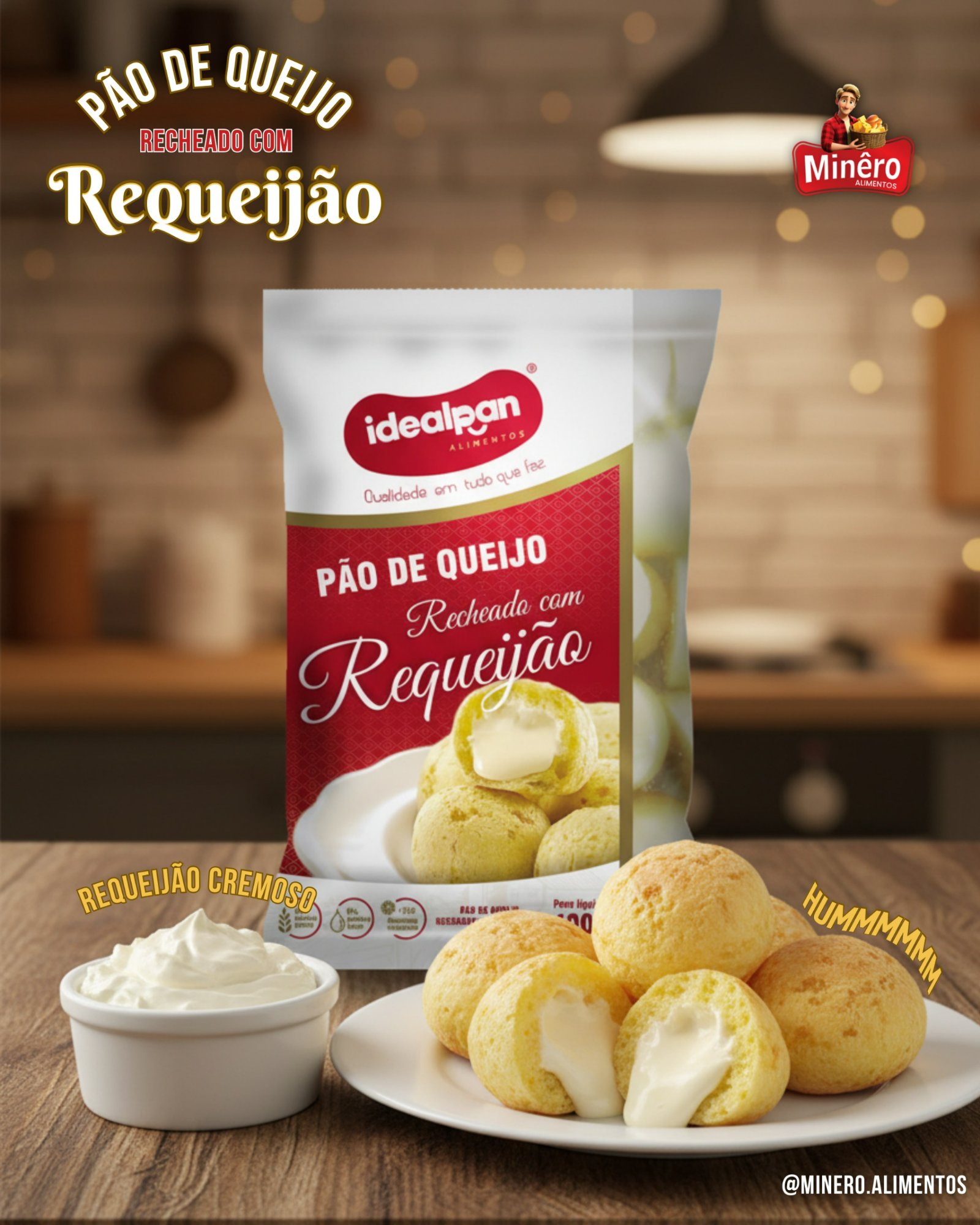 Pão de Queijo Recheado Requeijão Idealpan RJ