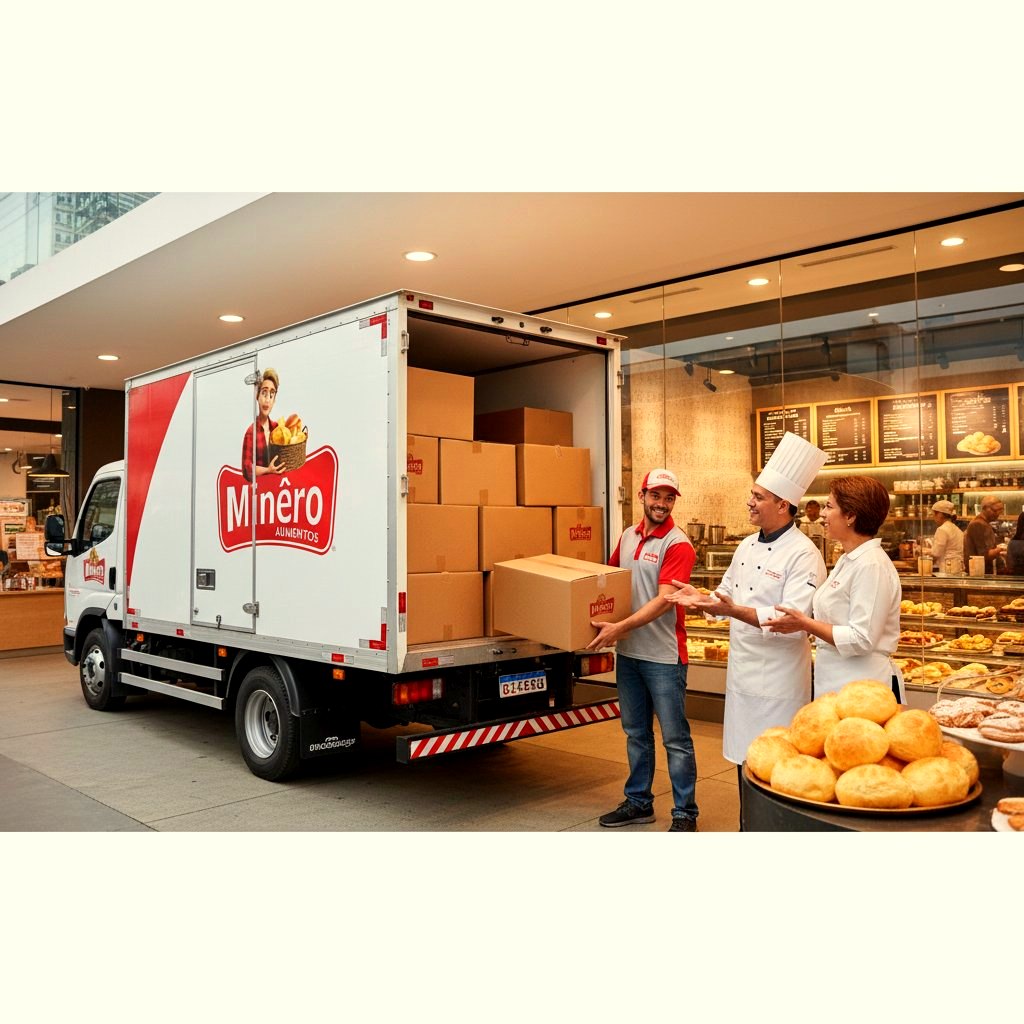 Caminhão Minêro entregando para hotéis premium do RJ — distribuidor exclusivo Idealpan